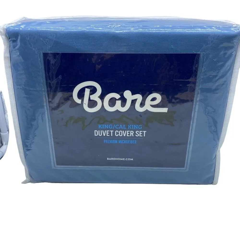 BRAND NEW Bare Blue Premium Microfiber King/California King Duvet Cover Set